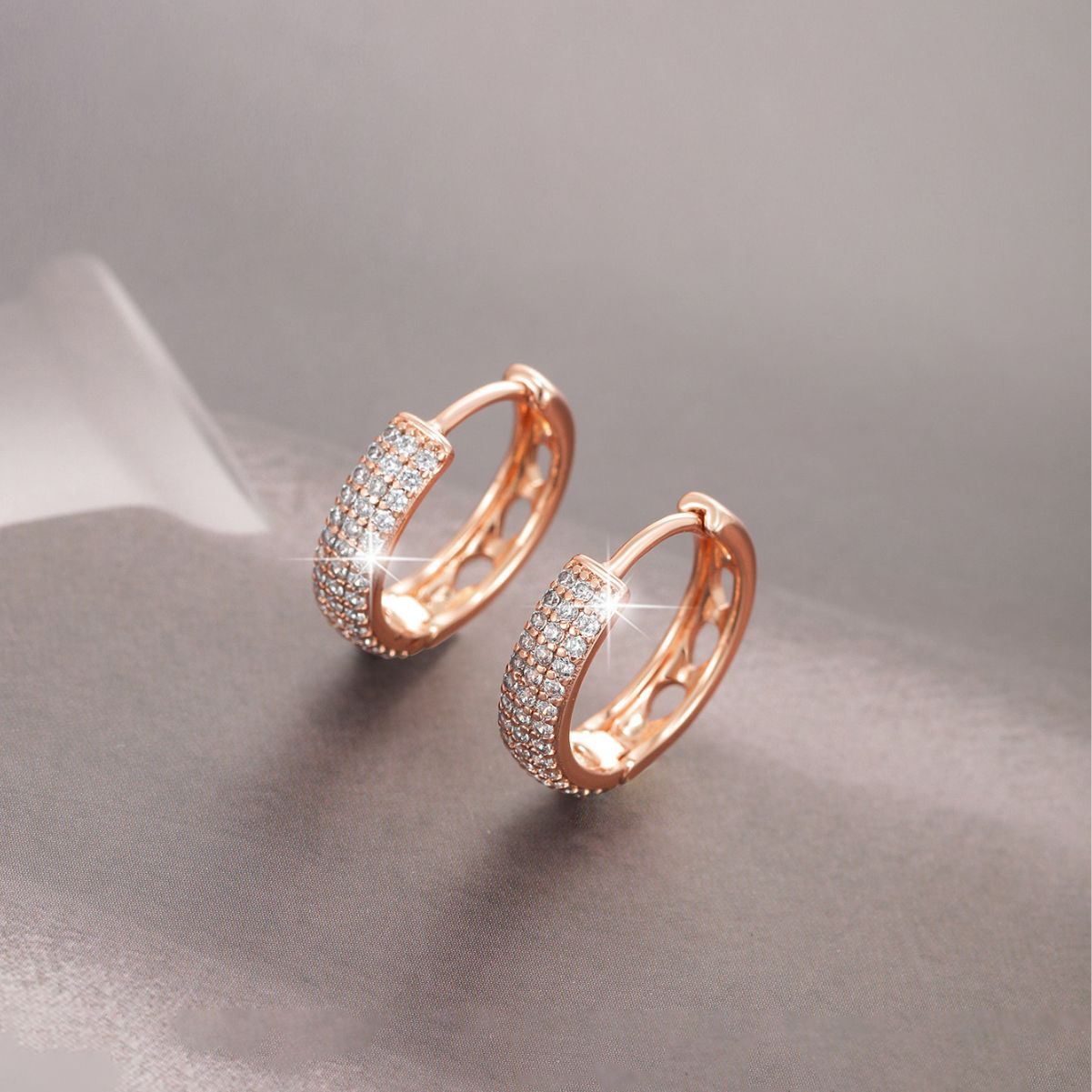 18K gold plated micro-studded zirconium earrings European and American simple diamond-encrusted temperament