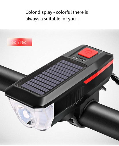 New solar bike lights Usb charging horn night riding lights mountain bike headlights